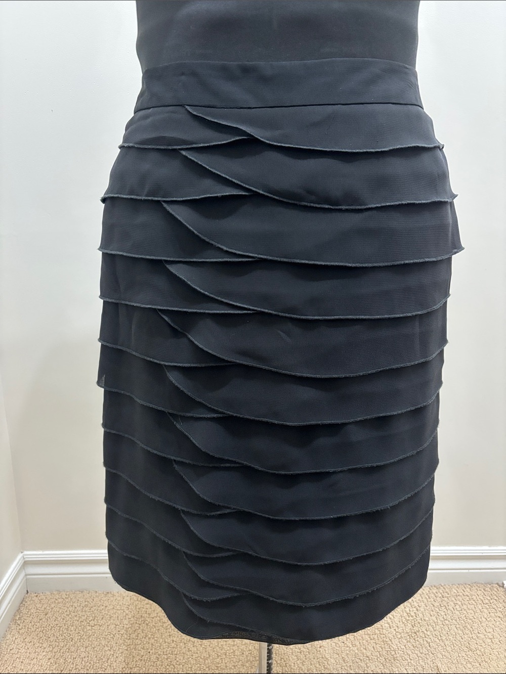 LAURA Black Tiered Layer Pencil Skirt